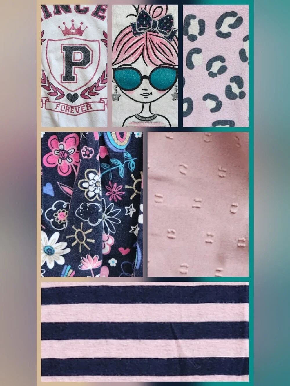 Girls 5T Preppy Chic Mix & Match Bundle | Pink, Mauve, Navy, Teal | 6 Pieces